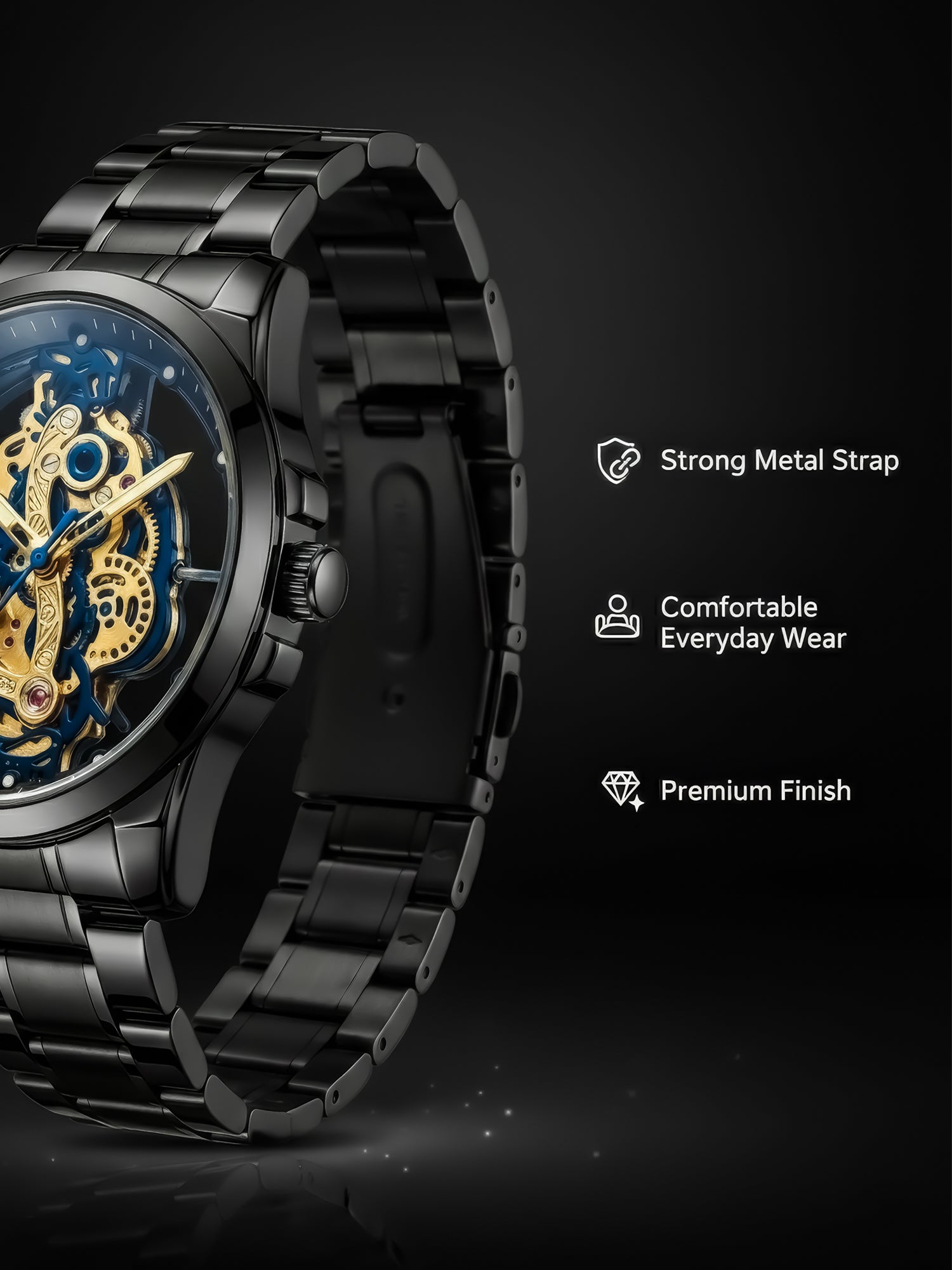 LOOKHAA Men’s Premium Black Skeleton Style Analog Watch