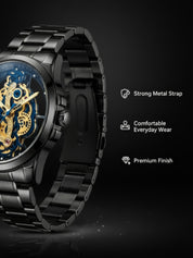LOOKHAA Men’s Premium Black Skeleton Style Analog Watch