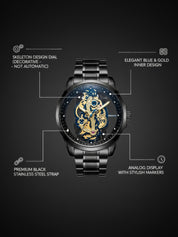 LOOKHAA Men’s Premium Black Skeleton Style Analog Watch