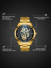 LOOKHAA Men’s Premium Gold Skeleton Style Analog Watch