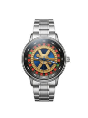 LOOKHAA Men Casino Style Rotating 360° Dial Analog Watch with Stainless Steel Strap lookhaa