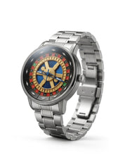 LOOKHAA Men Casino Style Rotating 360° Dial Analog Watch with Stainless Steel Strap lookhaa
