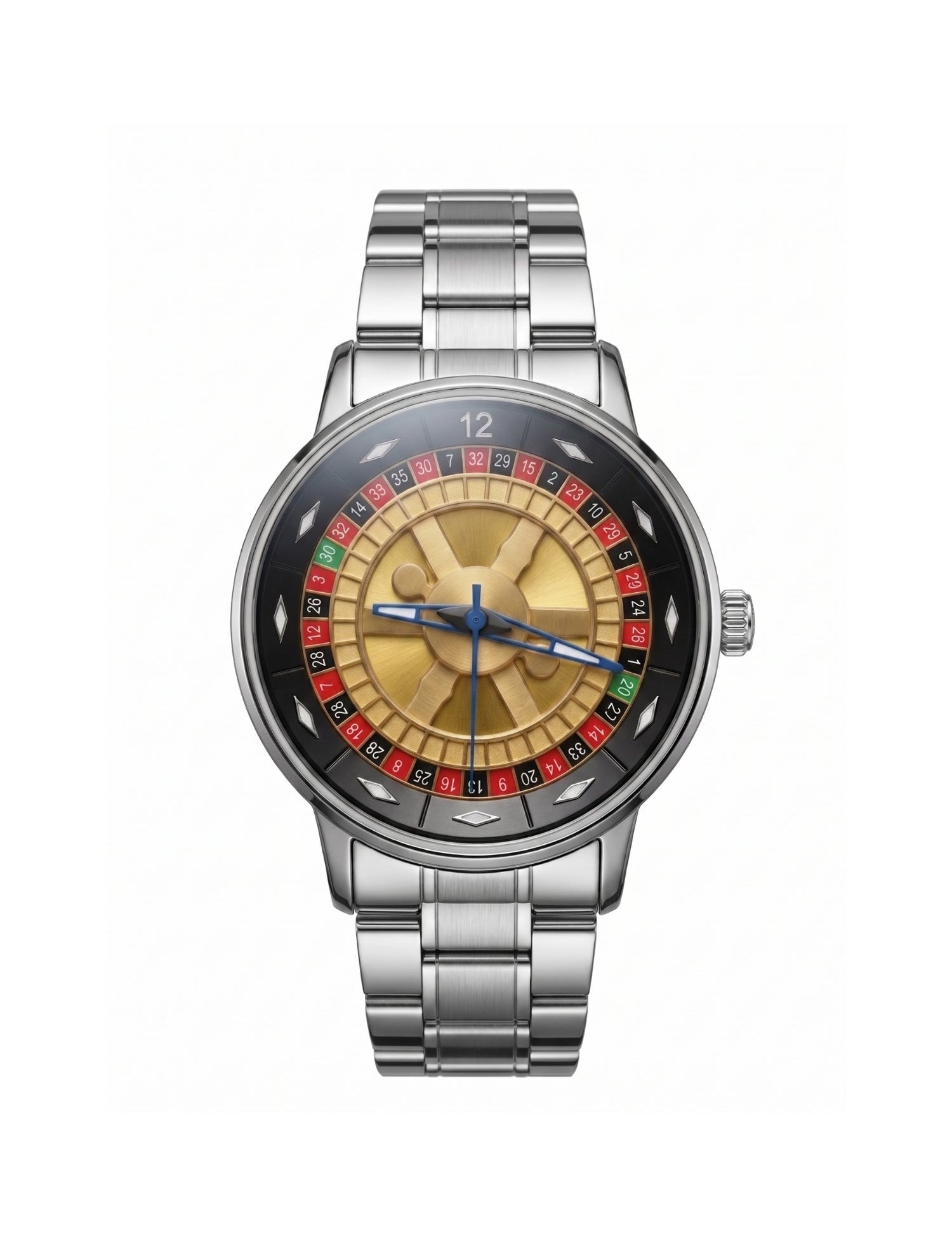LOOKHAA Men's Casino Style Rotating 360° Dial Analog Watch with Stainless Steel Strap lookhaa