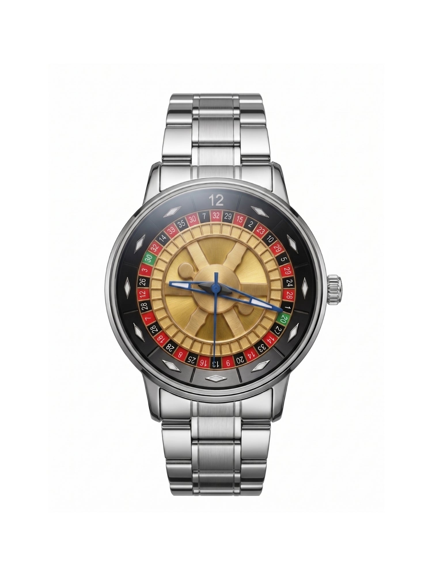 LOOKHAA Men's Casino Style Rotating 360° Dial Analog Watch with Stainless Steel Strap lookhaa