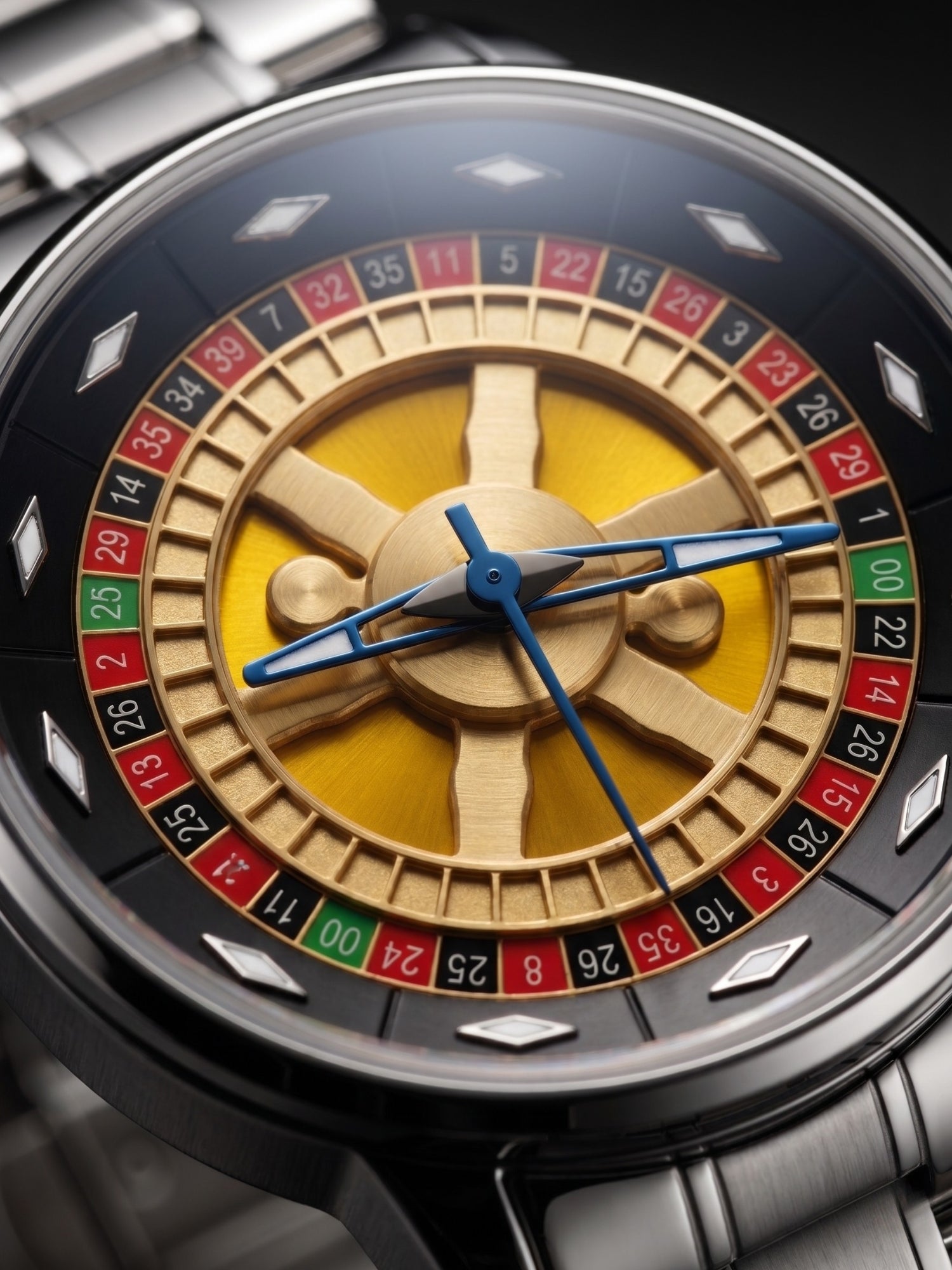 LOOKHAA Men's Casino Style Rotating 360° Dial Analog Watch with Stainless Steel Strap lookhaa
