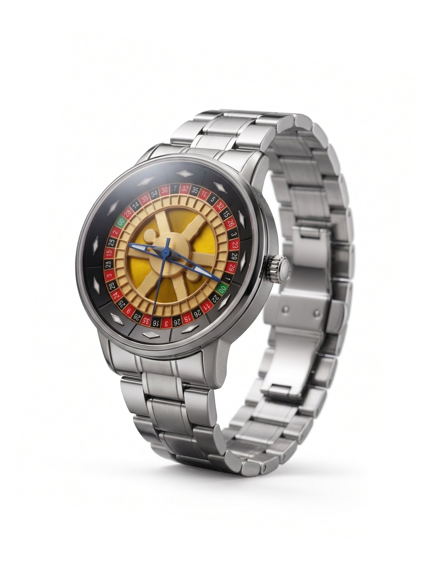 LOOKHAA Men's Casino Style Rotating 360° Dial Analog Watch with Stainless Steel Strap lookhaa
