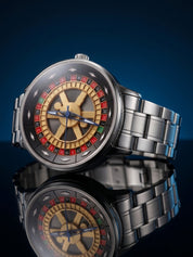 LOOKHAA Men's Casino Style Rotating 360° Dial Analog Watch with Stainless Steel Strap lookhaa