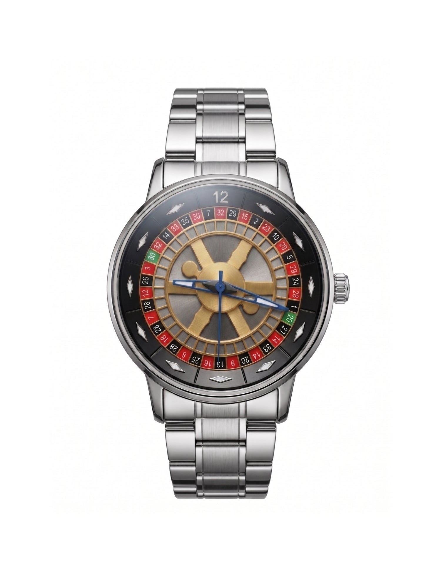 LOOKHAA Men's Casino Style Rotating 360° Dial Analog Watch with Stainless Steel Strap lookhaa