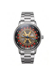 LOOKHAA Men's Casino Style Rotating 360° Dial Analog Watch with Stainless Steel Strap lookhaa