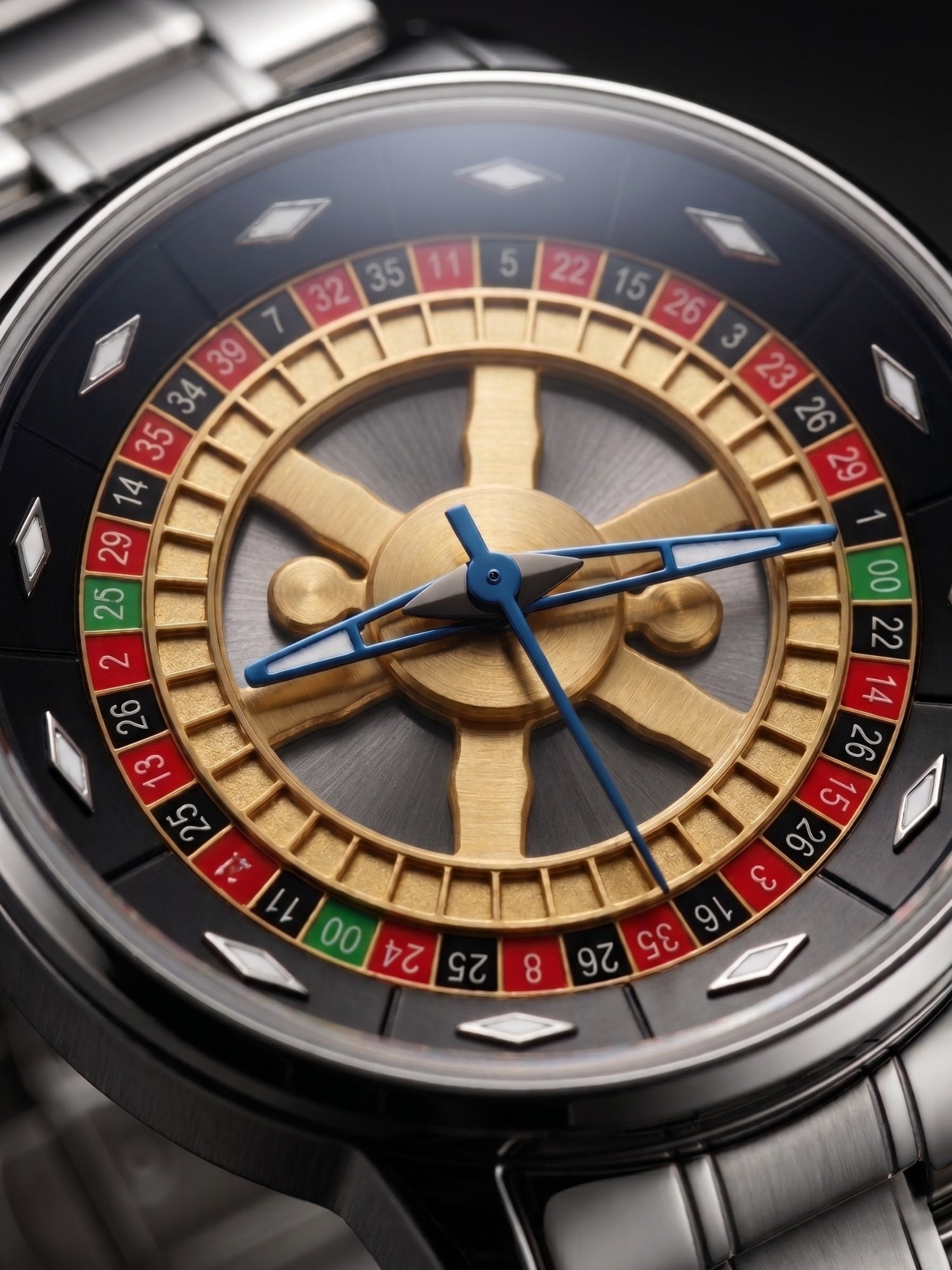 LOOKHAA Men's Casino Style Rotating 360° Dial Analog Watch with Stainless Steel Strap lookhaa