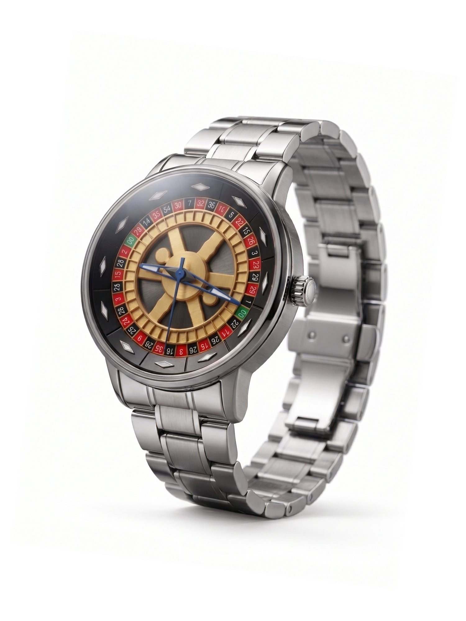 LOOKHAA Men's Casino Style Rotating 360° Dial Analog Watch with Stainless Steel Strap lookhaa
