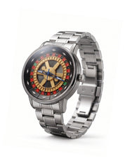 LOOKHAA Men's Casino Style Rotating 360° Dial Analog Watch with Stainless Steel Strap lookhaa