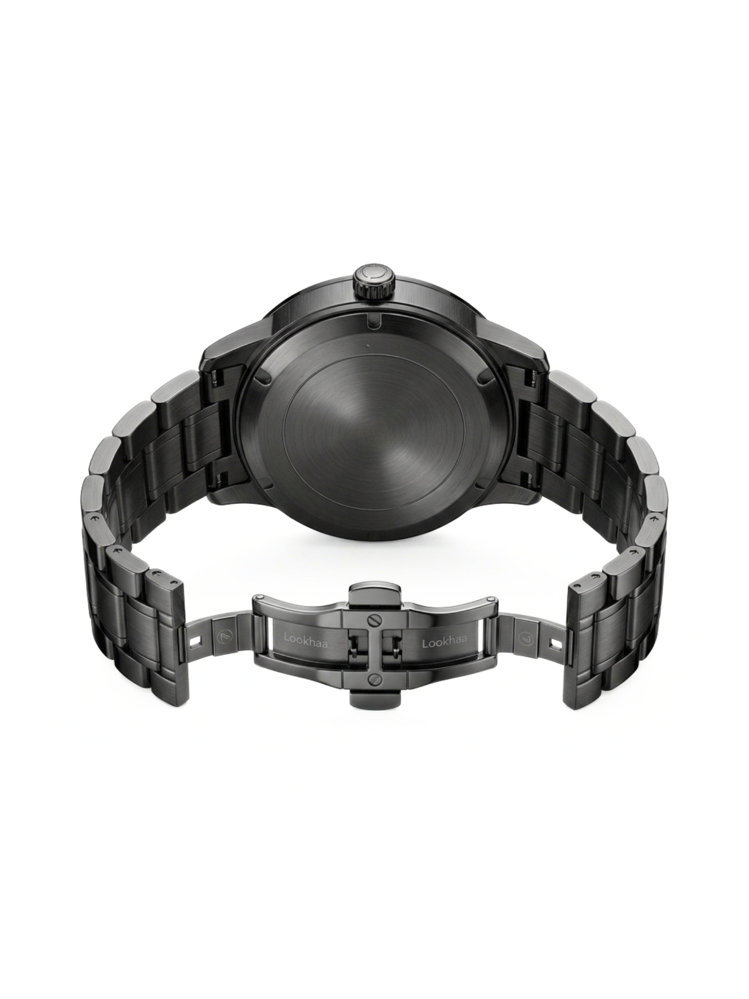 LOOKHAA Men Black Analog Watch with Rotating Turbine Dial & Stainless Steel Bracelet lookhaa