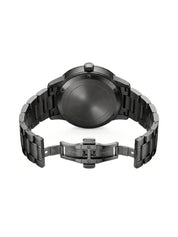 LOOKHAA Men Black Analog Watch with Rotating Turbine Dial & Stainless Steel Bracelet lookhaa