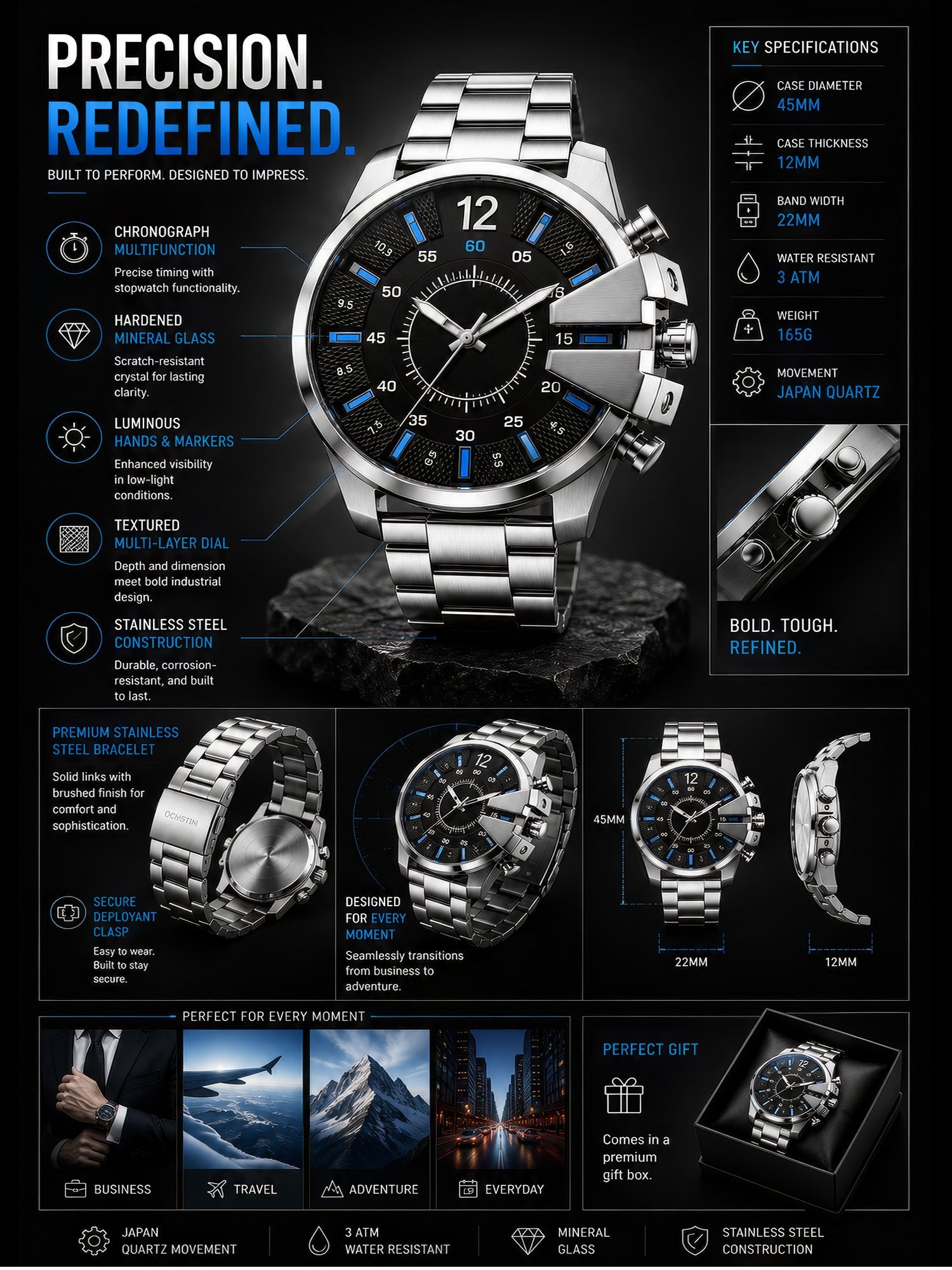 LOOKHAA Men Dial & Stainless Steel Bracelet Style Straps Analogue Watch (Copy) lookhaa