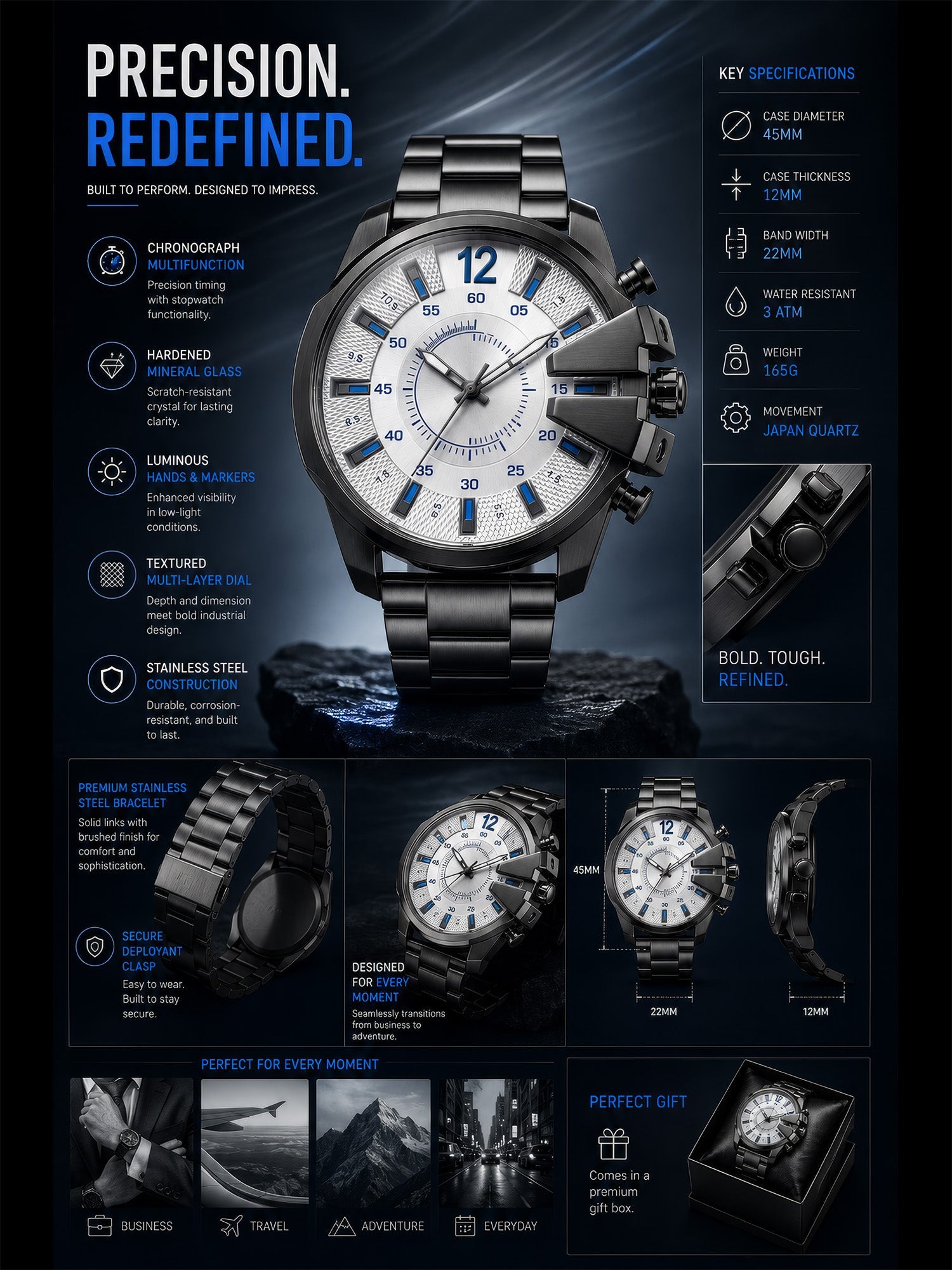 LOOKHAA Men Dial & Stainless Steel Bracelet Style Straps Analogue Watch lookhaa