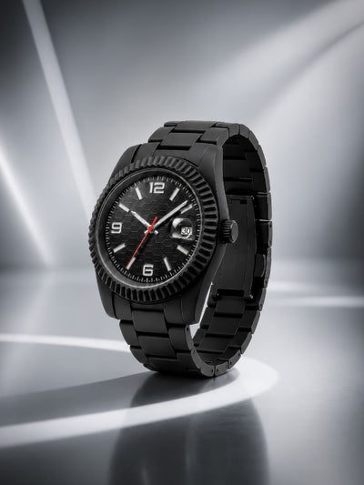 LOOKHAA Men Black Fiber Analog Watch with Date Display