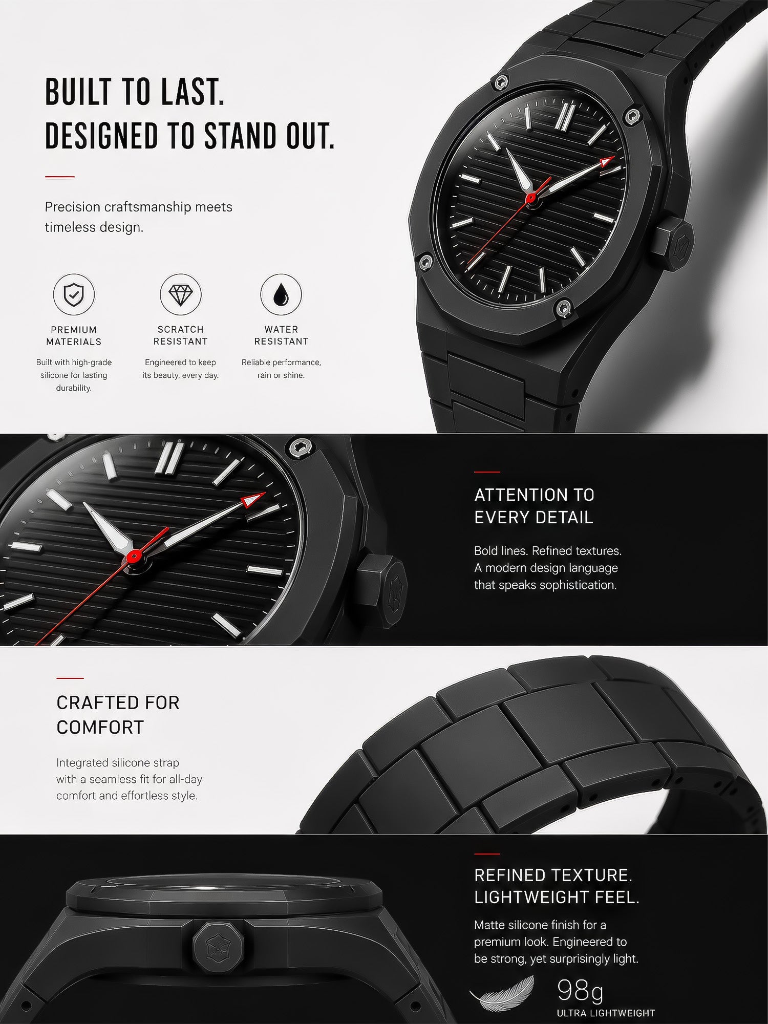 LOOKHAA Men Black Fiber Analog Watch lookhaa