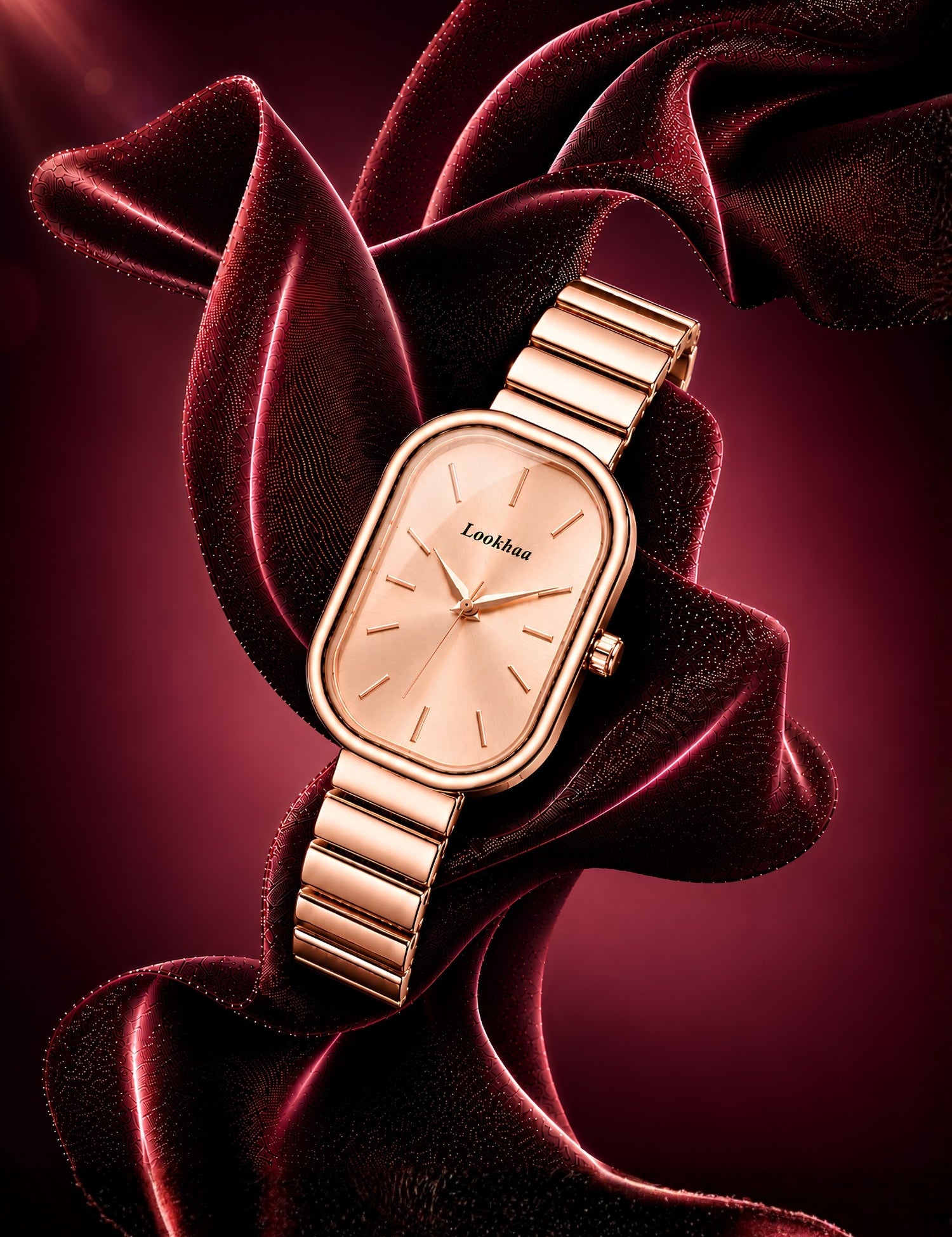 LOOKHAA Women's Luxury Rose Gold Oval Dial Analog Watch lookhaa