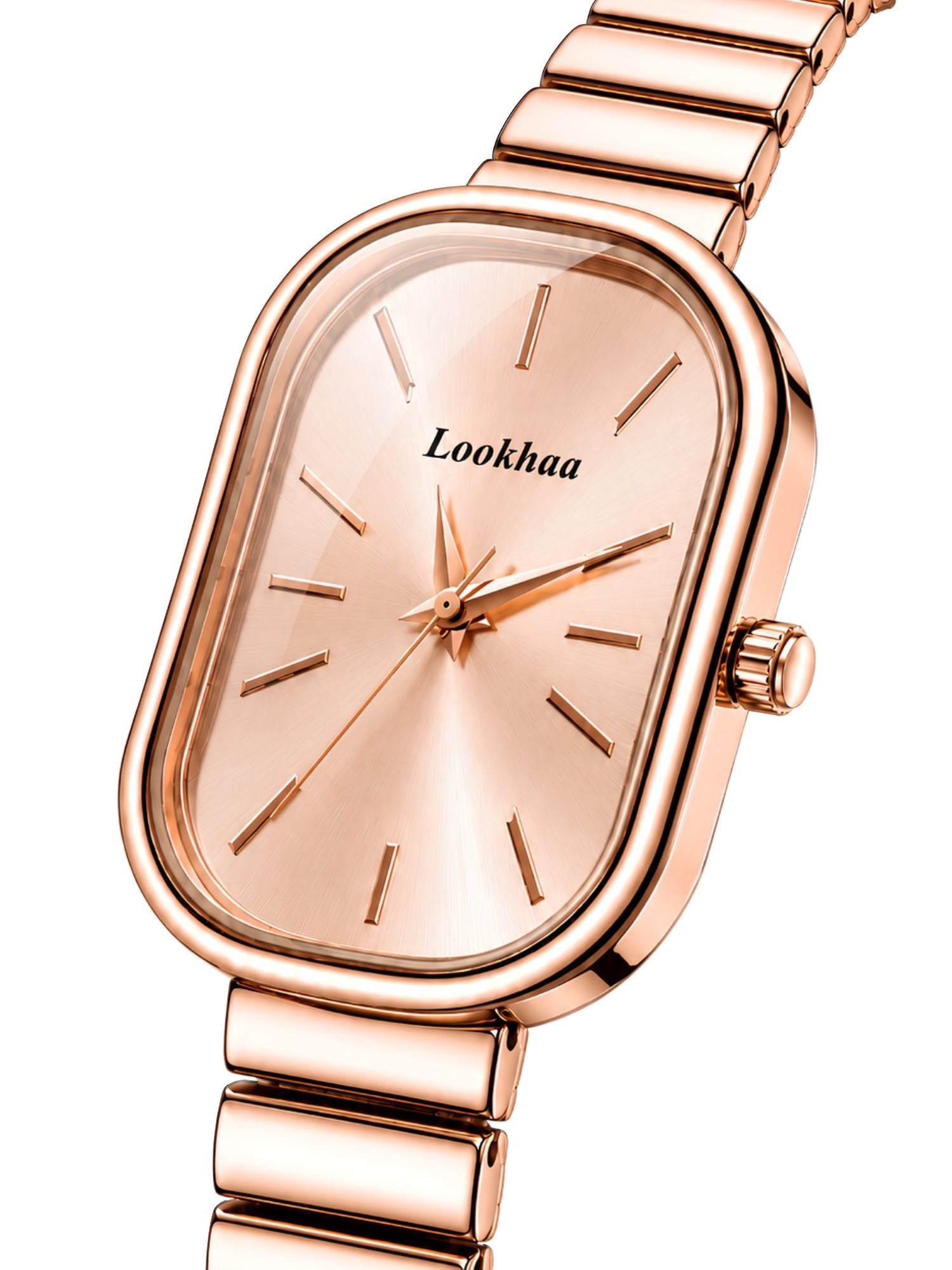 LOOKHAA Women's Luxury Rose Gold Oval Dial Analog Watch lookhaa