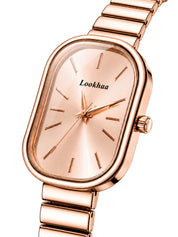 LOOKHAA Women's Luxury Rose Gold Oval Dial Analog Watch lookhaa