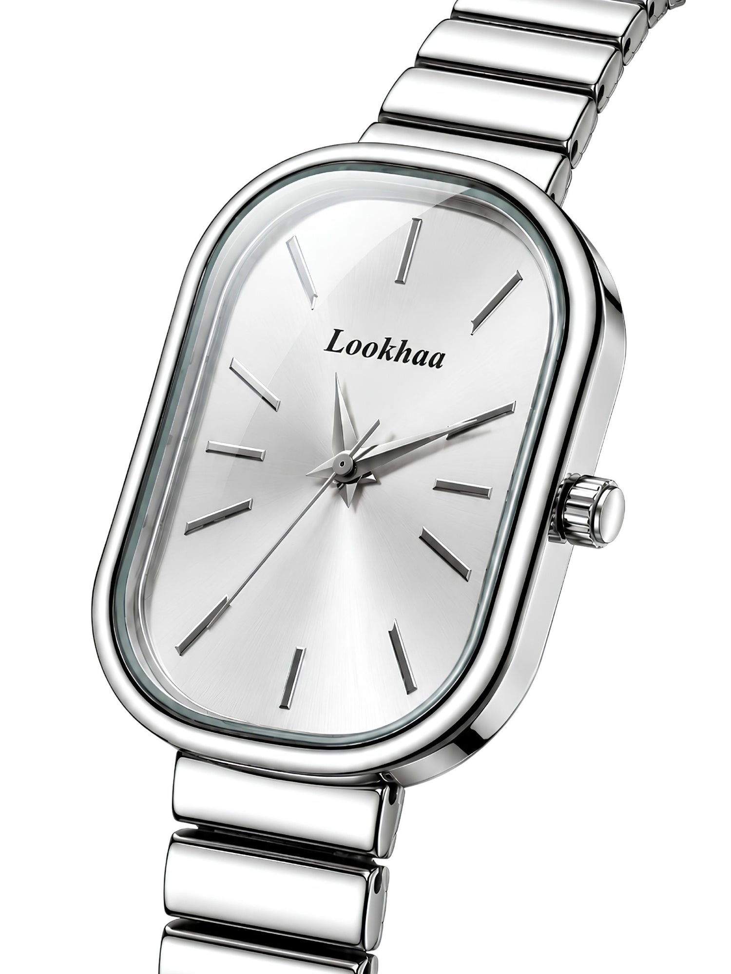 LOOKHAA Women's Luxury Silver Oval Dial Bracelet Watch lookhaa