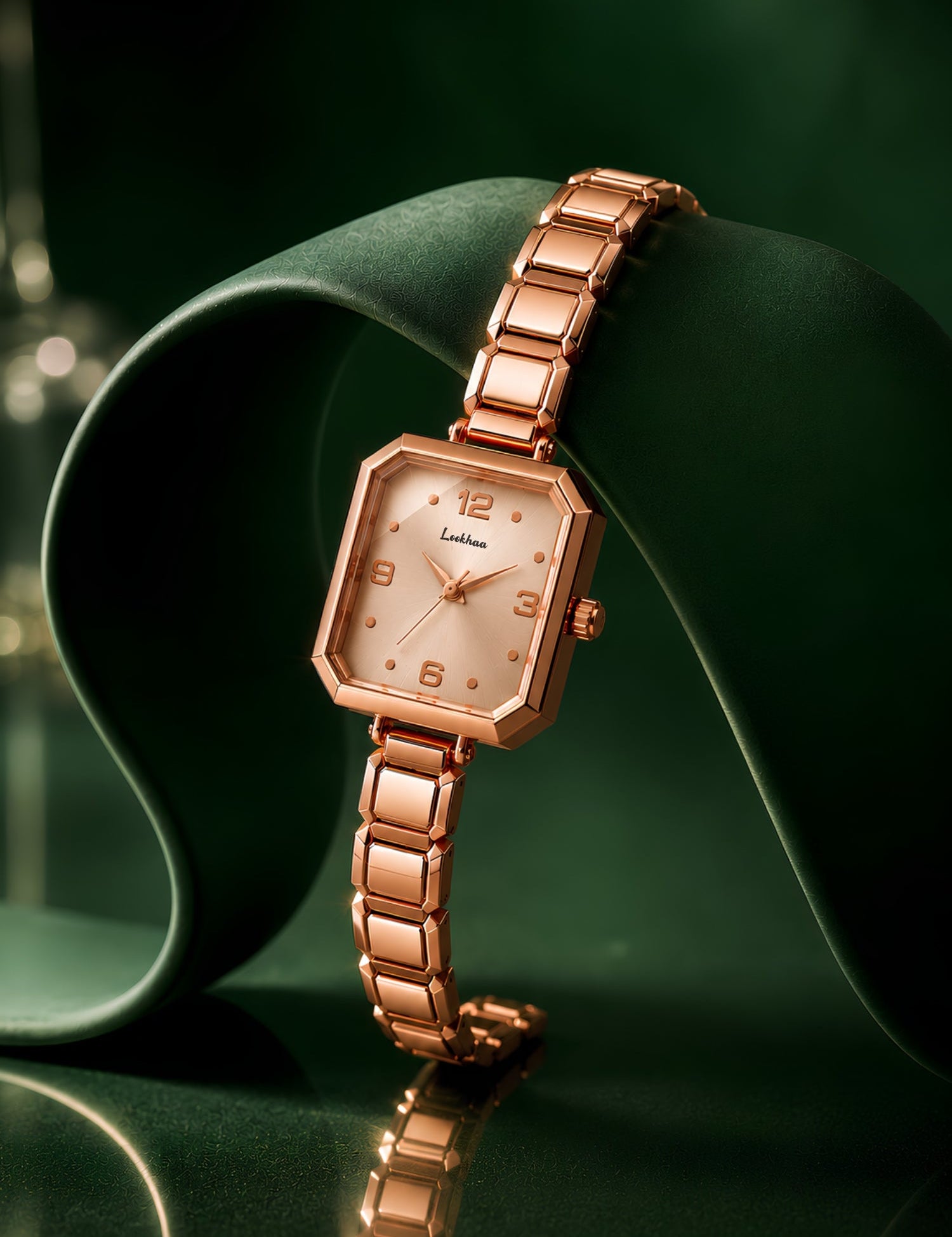 LOOKHAA Women's Premium Rose Gold Tone Square Dial Bracelet Analog Watch lookhaa