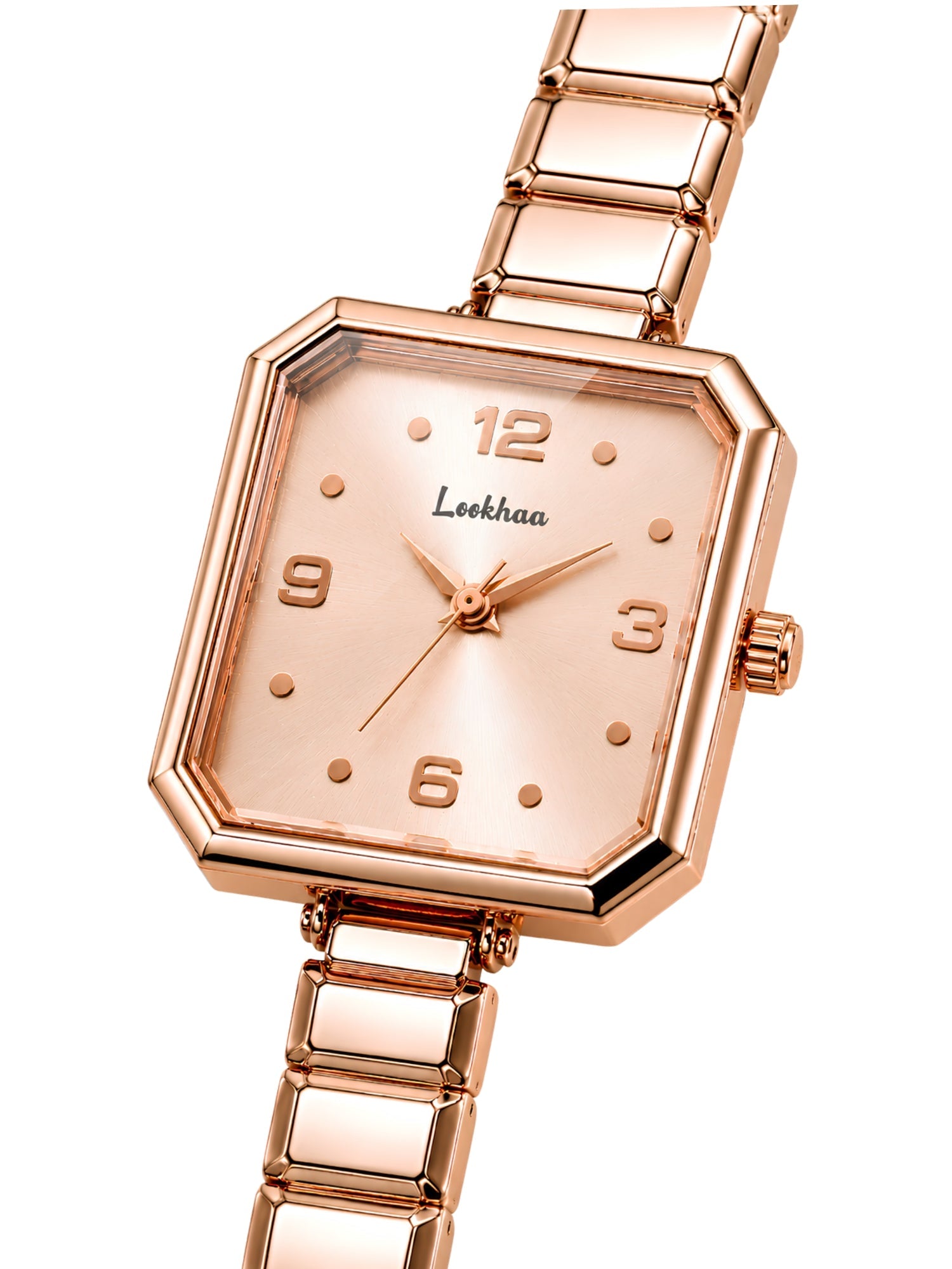 LOOKHAA Women's Premium Rose Gold Tone Square Dial Bracelet Analog Watch lookhaa