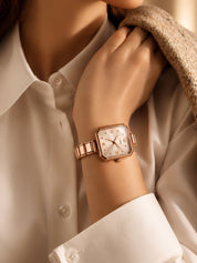 LOOKHAA Women's Premium Rose Gold Tone Square Dial Bracelet Analog Watch lookhaa