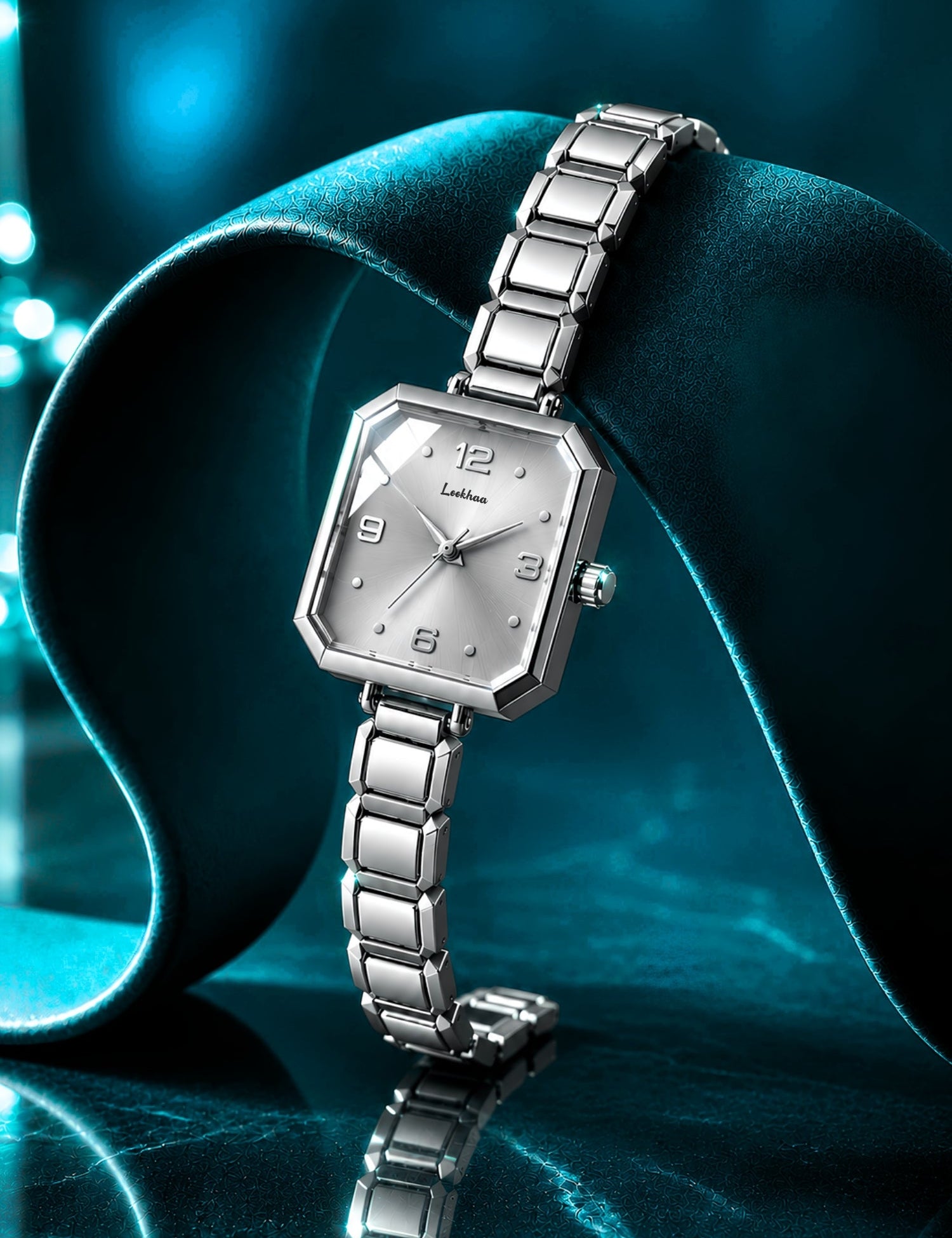 LOOKHAA Women's Luxury Silver Square Dial Bracelet Analog Watch lookhaa