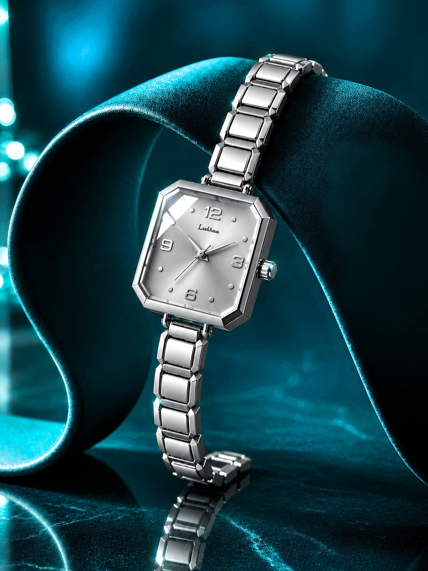 LOOKHAA Women's Luxury Silver Square Dial Bracelet Analog Watch lookhaa