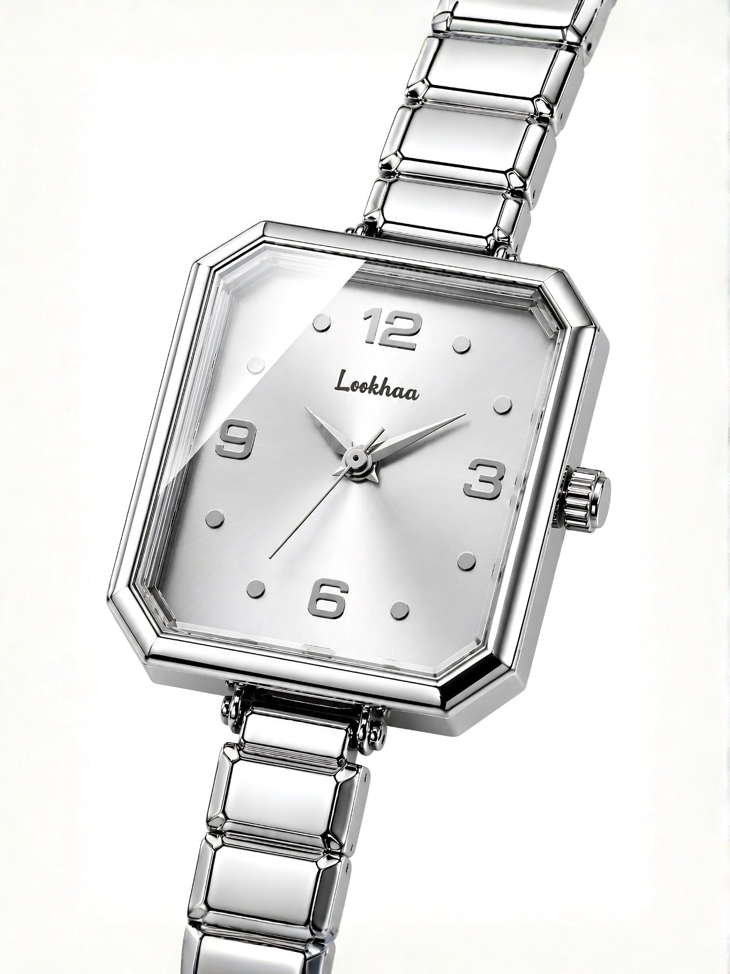 LOOKHAA Women's Luxury Silver Square Dial Bracelet Analog Watch lookhaa