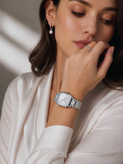 LOOKHAA Women's Luxury Silver Square Dial Bracelet Analog Watch lookhaa