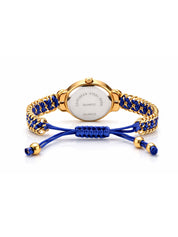 LOOKHAA Women Gold-Toned Dial Analog Watch With Blue Braided Strap lookhaa