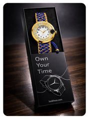 LOOKHAA Women Gold-Toned Dial Analog Watch With Blue Braided Strap lookhaa