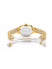 LOOKHAA Women Gold-Toned Dial Analog Watch With White Braided Strap lookhaa