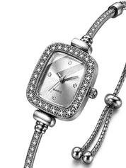 LOOKHAA Elegant Silver Square Dial Analog Watch for Women lookhaa