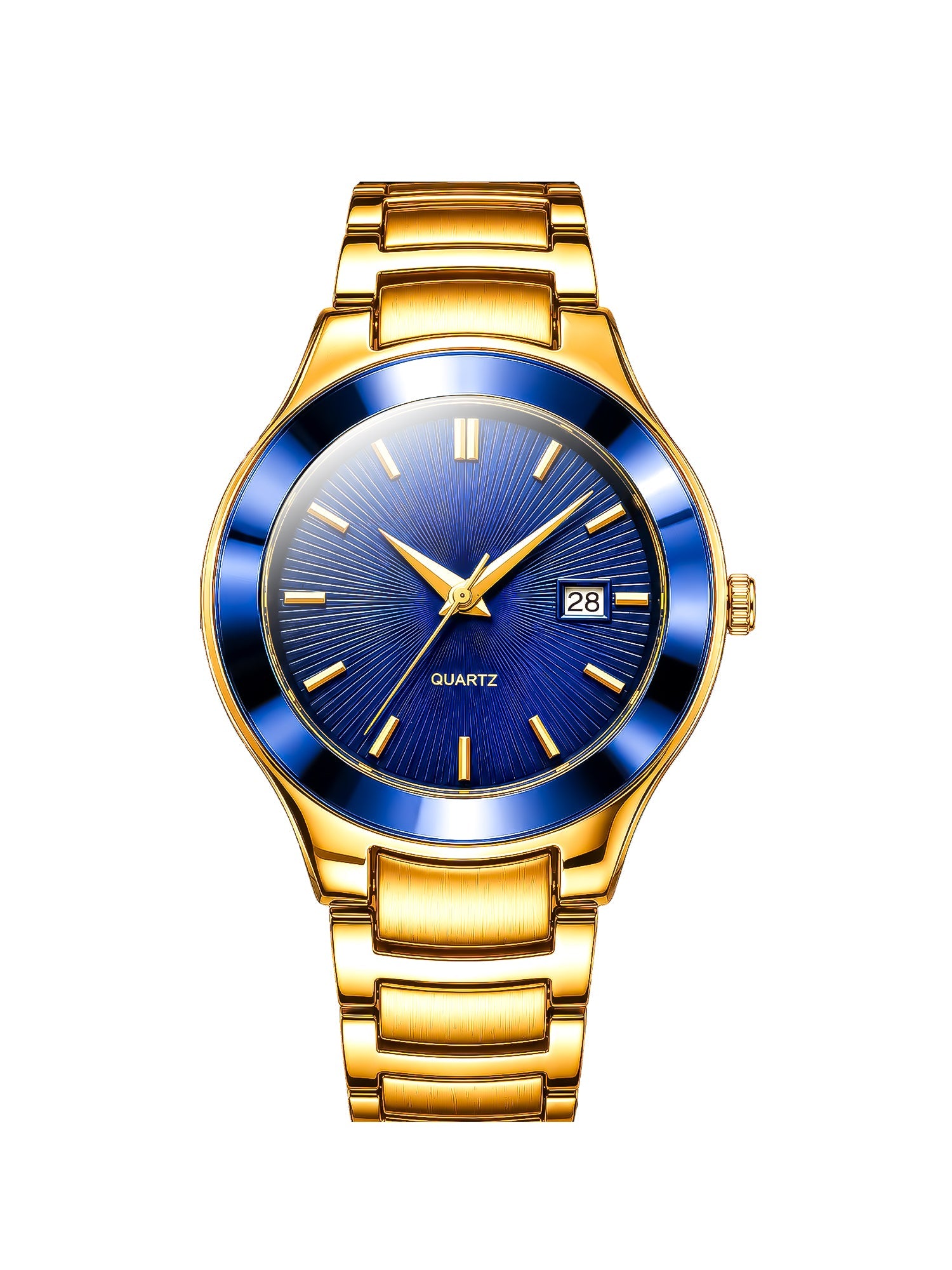 LOOKHAA Women Gold-Toned & Blue Textured Dial Analogue Watch with Date Display lookhaa