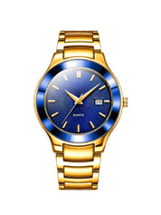 LOOKHAA Women Gold-Toned & Blue Textured Dial Analogue Watch with Date Display lookhaa