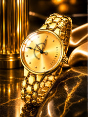LOOKHAA Women Elegant Gold Toned Bracelet Style Analog Watch lookhaa