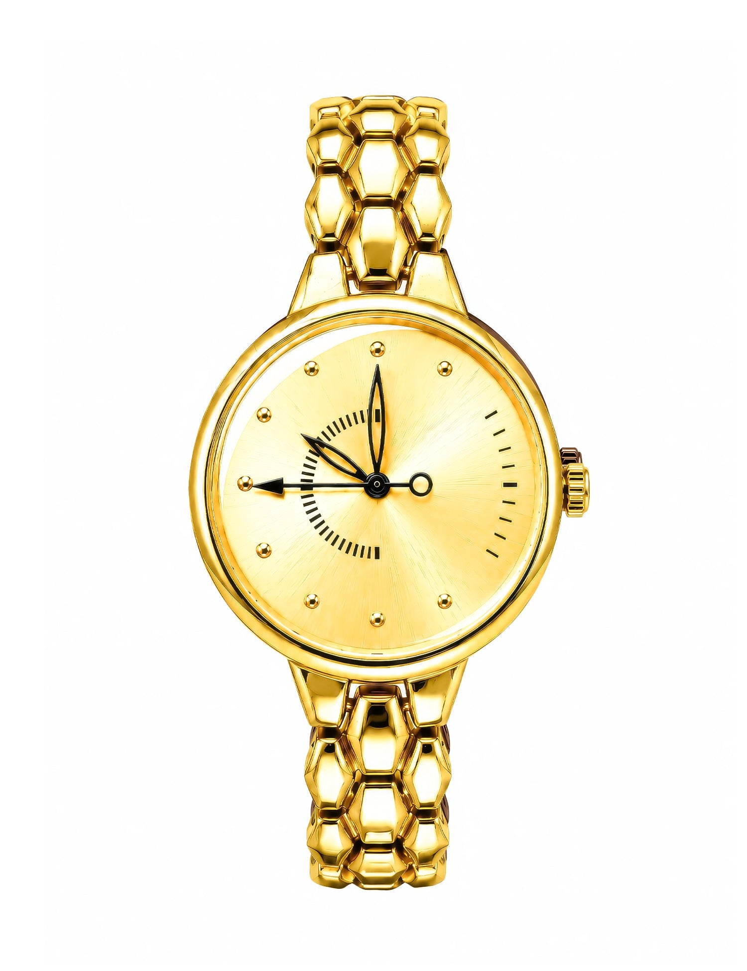 LOOKHAA Women Elegant Gold Toned Bracelet Style Analog Watch lookhaa