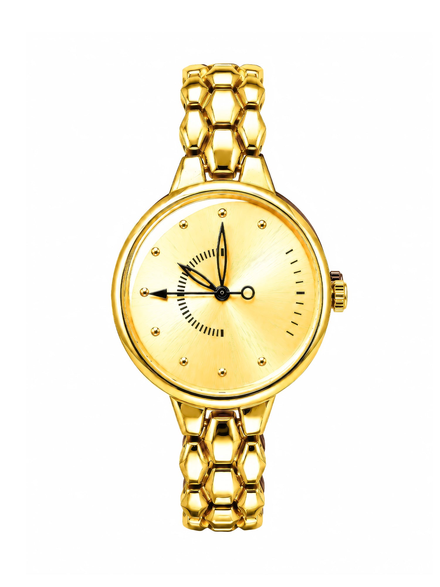 LOOKHAA Women Elegant Gold Toned Bracelet Style Analog Watch lookhaa