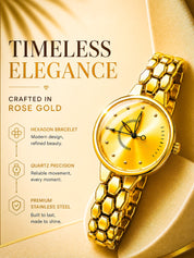 LOOKHAA Women Elegant Gold Toned Bracelet Style Analog Watch lookhaa