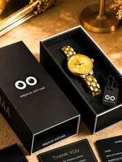 LOOKHAA Women Elegant Gold Toned Bracelet Style Analog Watch lookhaa