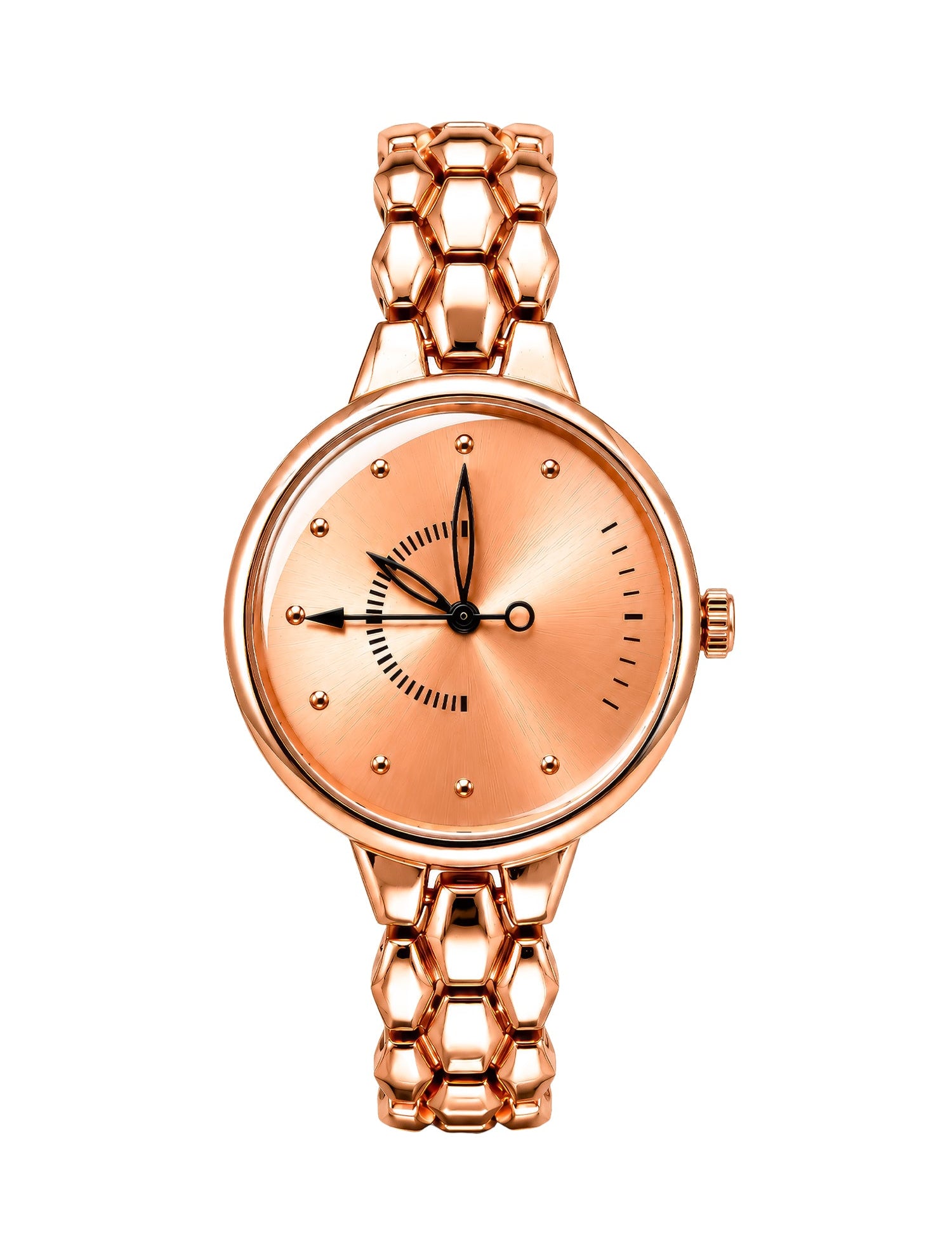 LOOKHAA Women Elegant Rose Gold Toned Bracelet Style Analog Watch lookhaa