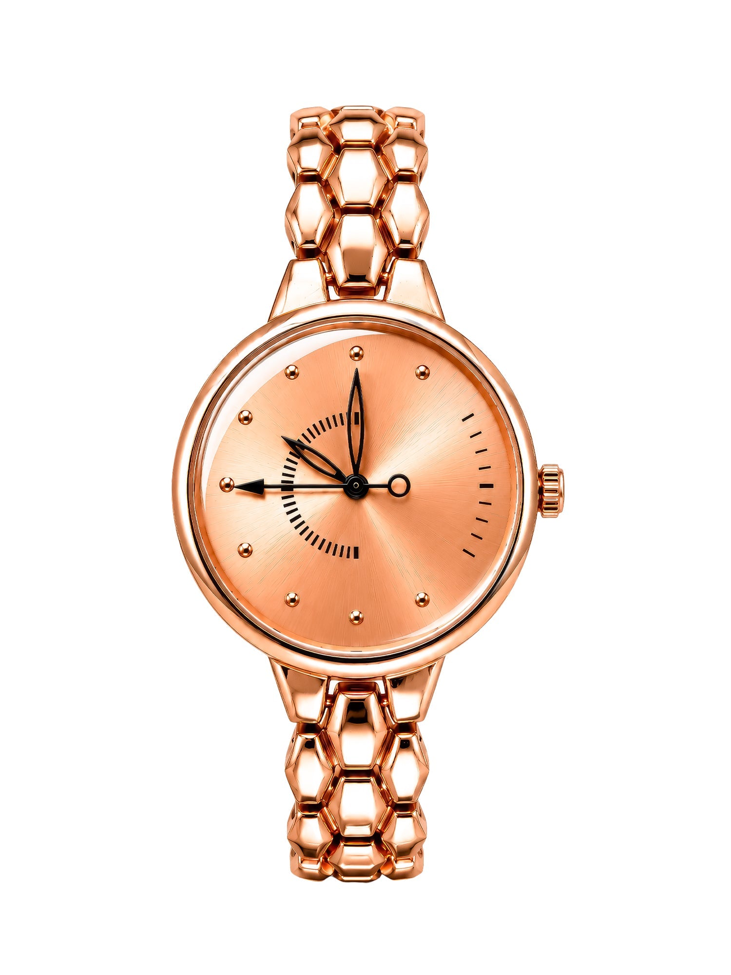 LOOKHAA Women Elegant Rose Gold Toned Bracelet Style Analog Watch lookhaa