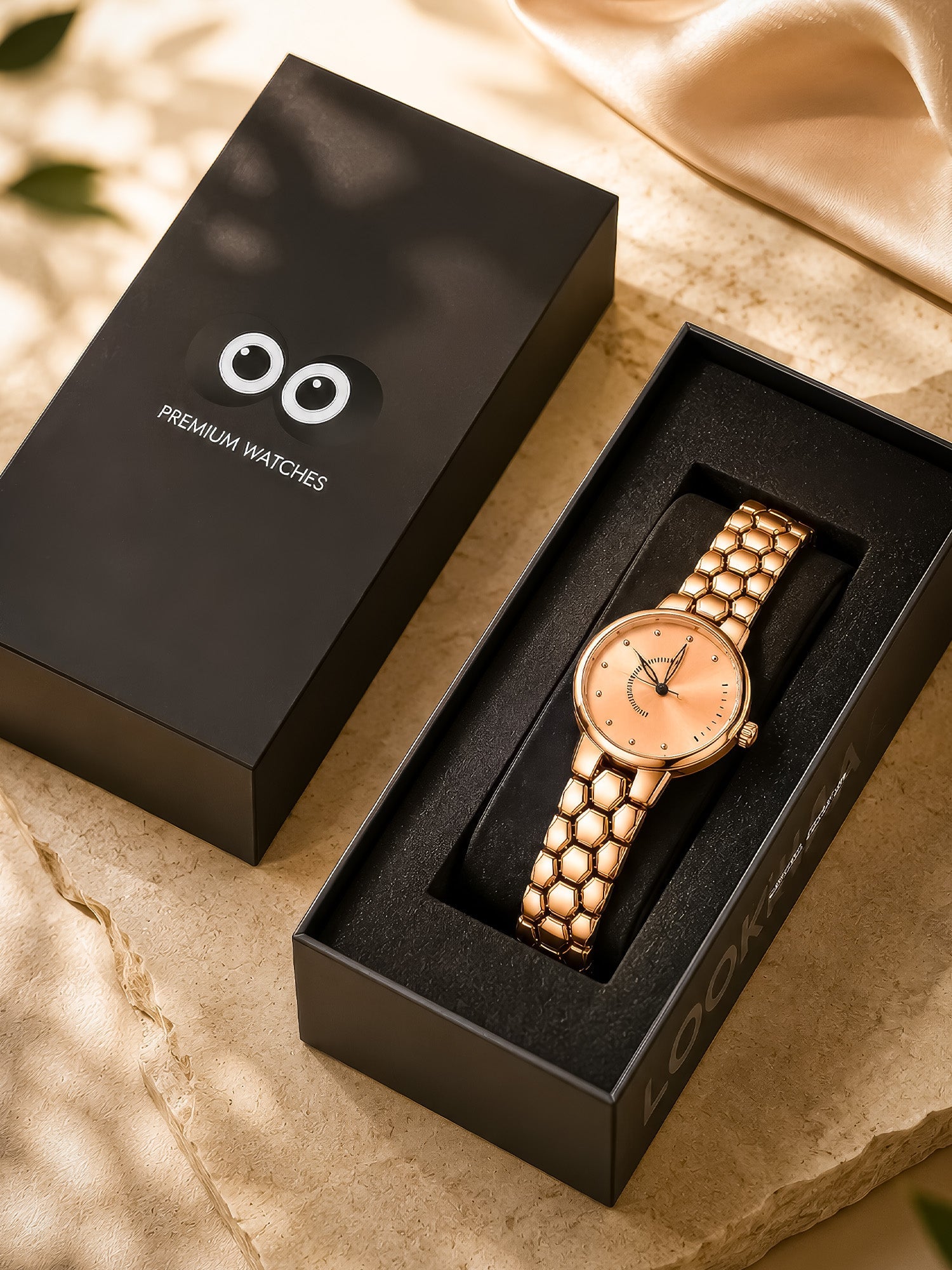 LOOKHAA Women Elegant Rose Gold Toned Bracelet Style Analog Watch lookhaa