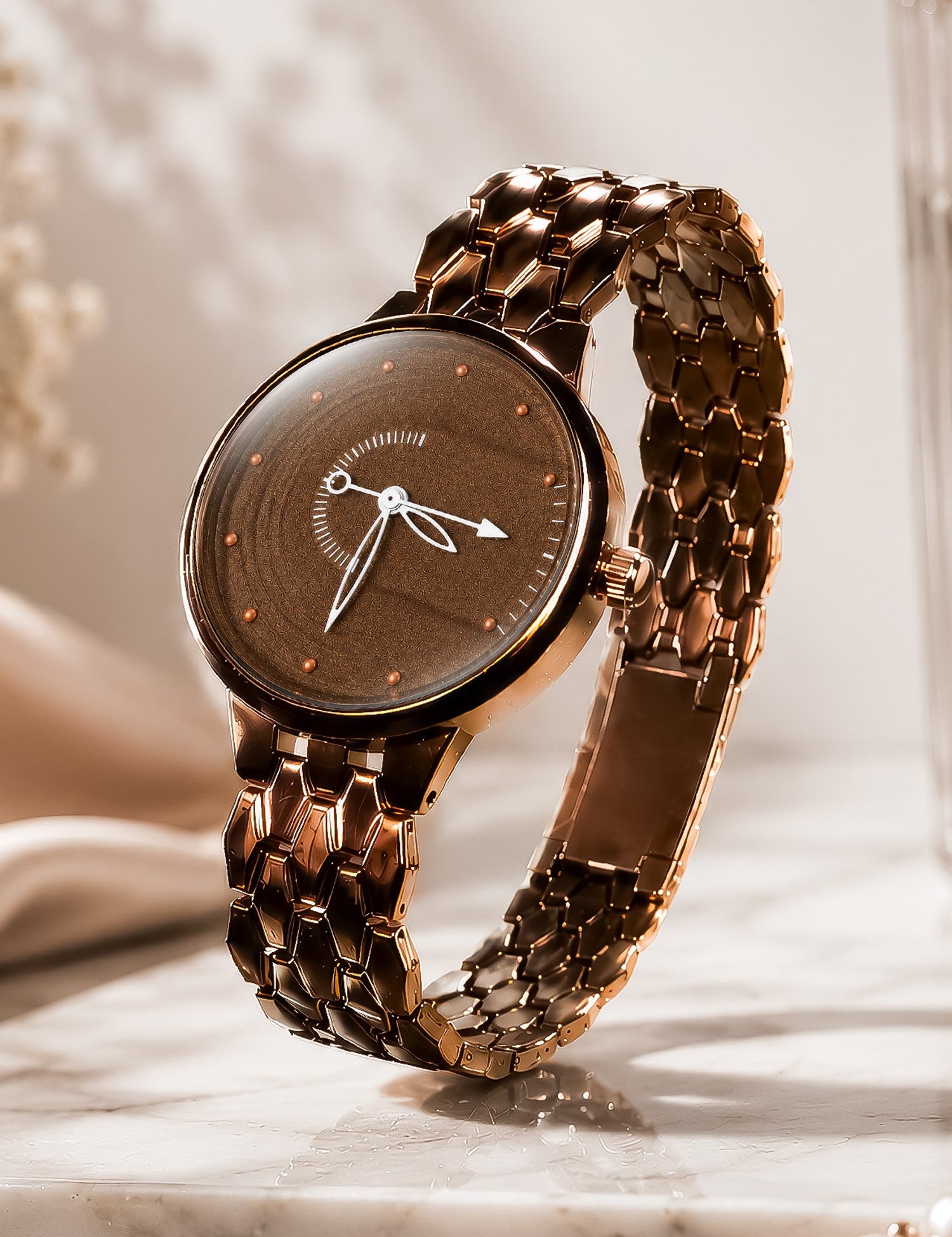 LOOKHAA Women Elegant Brown Toned Bracelet Style Analog Watch lookhaa