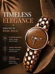 LOOKHAA Women Elegant Brown Toned Bracelet Style Analog Watch lookhaa