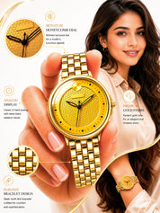 LOOKHAA Women Round Dial & Stainless Steel Bracelet Style Straps Analogue Watch lookhaa